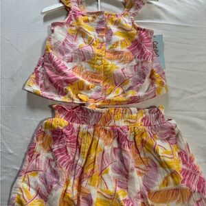 Colorful Leaf Print Two-Piece Set